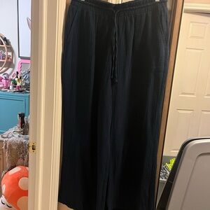 Casual blue pants with pockets and draw string